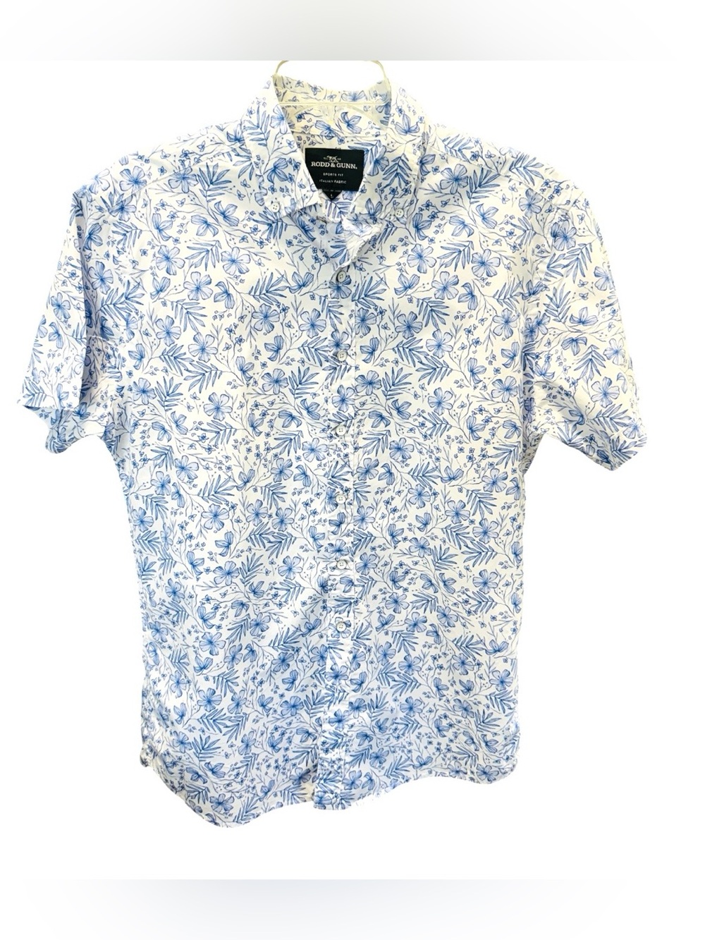 Rodd & Gunn Sports Fit Short-Sleeve Button-Down Shirt Blue/White Large